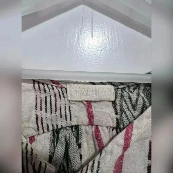 CP Shades Alexis Dobby Striped Long Sleeve Kaftan Dress 100% Linen Size M - Picture 4 of 5